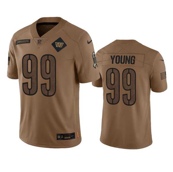 Mens Washington Commanders #99 Chase Young 2023 Brown Salute To Service Limited Football Stitched Jersey Dyin